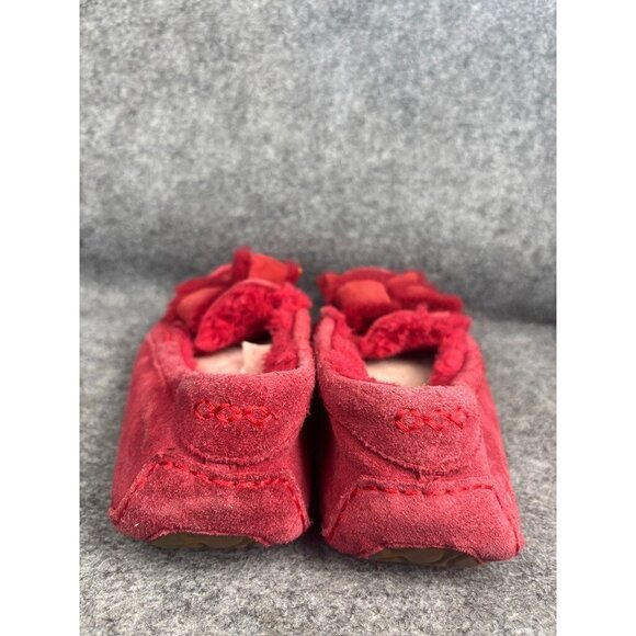 Women's Red Suede Moccasins - Picture 8 of 9